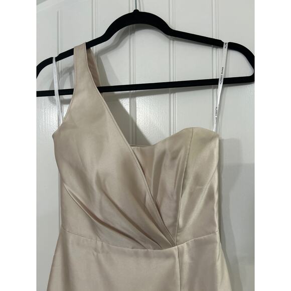 Alfred Sung Champagne One Shoulder Prom Dress - Size 0, EUC - Picture 5 of 7